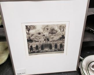 Framed & matted Schend signed Italian Fountain print