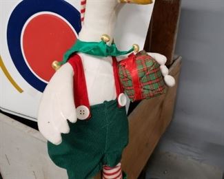 Plush battery-op Christmas duck with gift