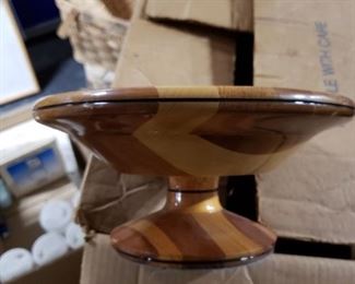 Multi color solid wood bowl