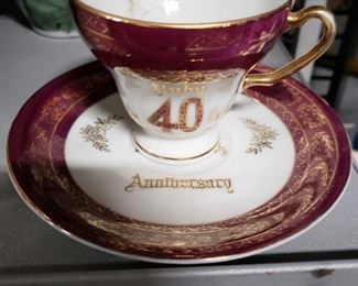 Norcrest #C-522 Ruby 40th Anniversary cup & saucer 