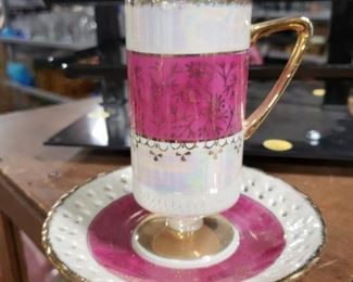 Norleans Japan lustreware pink cup & saucer