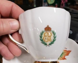 Colclough bone china Royal cup & saucer made in England #7617 1959 Royal Visit to Canada