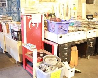 Over 2000 45 7" records $2 each or 30 for $20, 50% are never played 1950s-1990s / Over 1000 12" Vinyl records they are $1 each, 20 for $10 / 50 for $20 / have about 3 crates of country, 2 crates of jazz, 2 crates of Christmas, 2 crates of religious, 2 crates of soundtracks, one crate of 70-90s popular, 2 crates of world, several crates of someone and their quartet or orchestra