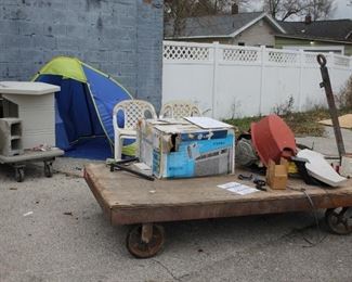 Brand New LG 10,000 BTU Air Conditioner in box $100 / 4ft x 8ft steel railroad cart $350 / Space age computer desk