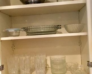 Strainer, glasses, glass bowls