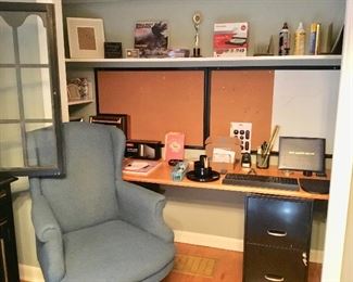 Desk, office chair 