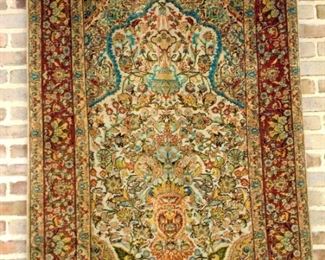 Hand knotted silk persian prayer rug