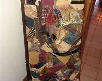 Vintage Crazy Quilt, Solid wood quilt easel