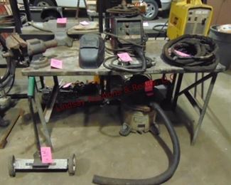 Metal shop table w/ vise 5" rotary head 60" x 28" x 36 1/2"