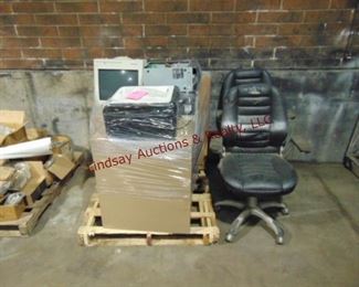 Pallet of office items: 2 file cabinets, printer,