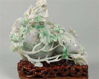 Chinese jadeite double gourd vessel w/ cover