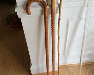 wooden canes and lucite cane