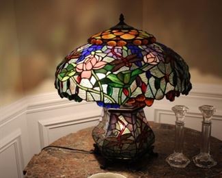 Dragonfly leaded glass table lamp