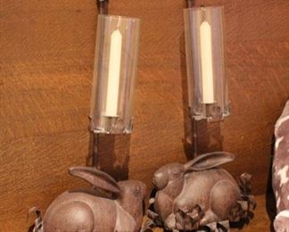 Metal bunny candle sconces