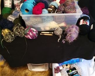 Assorted Yarn in Assorted Colors and Tools