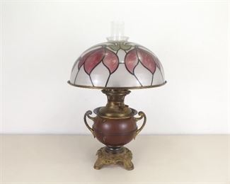 Antique ORIGINAL Bradley and Hubbard 1890's Oil Lamp and Shade
