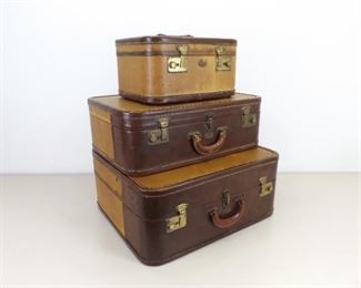 Vintage Leather Stratosphere Suitcase Set
