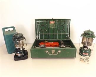 Coleman Camping Stove, and 2 Coleman Lanterns
