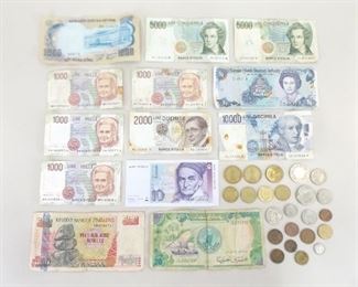 Lot of Foreign Currency and Coins
