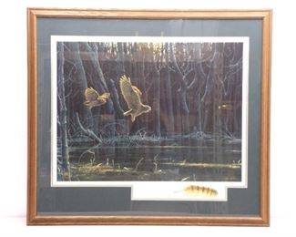 Large Signed and Number Lee Cable "Silent Worlds" Wood Framed Print
