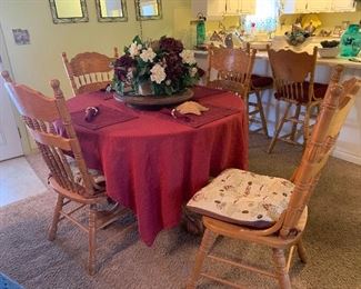 Oak dining room table and chairs