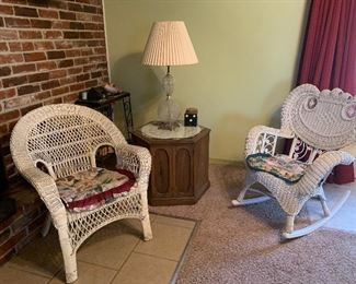 Wicker chair and wicker rocking chair