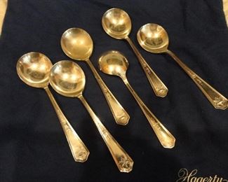 6 Soup Spoons. Simon L and George H Rogers Co  Xll