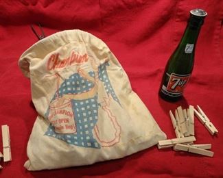 Vintage Clothes Pin Hanger and 7 up Water Sprinkler to Iron Clothes