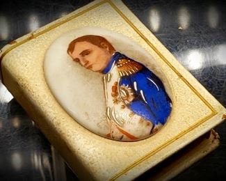 hand painted Napoleon portrait on matchbox