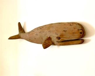 Wonderful large carved driftwood whale sculpture