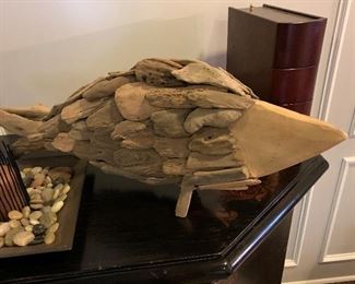 Wooden fish sculpture. 