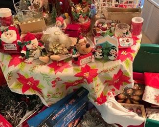 A large amount of Christmas decorations vintage and contemporary. 