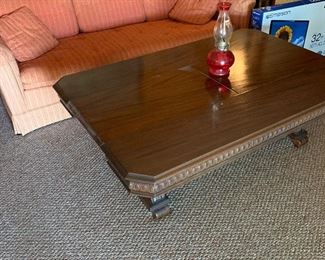 Unique coffee table with pop up center