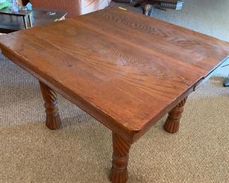 Antique square oak table with beautiful  legs