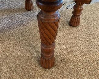 Close up view of table leg
