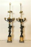 Pr of Bronze empire style candelabra
