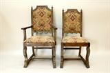 Set of Six Carved Dining Chairs (2 arm, 6 side)