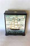 Painted Four Drawer Chest with Sailing Ship and Starburst Top