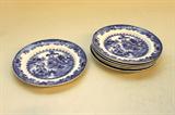 Set of Six Blue Flow Plates