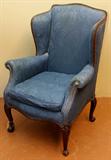Wingback Chair with Dark Blue Upholstery
