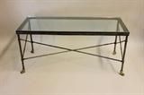 Iron Base Coffee Table with Glass Top and Gilded Paw Feet