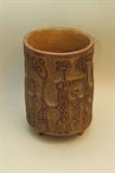 Clay Bucket with Carved Figures