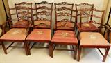 Set of Eight Ribbon Back Chairs with Needlepoint Seats