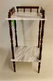 Two Tier Marble and Turned Wood Stand