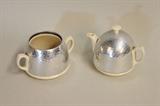 Hammered Metal and Ceramic Cream & Sugar