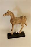 Carved Wood Horse Sculpture on Stand