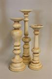 Set of Three Painted Wood Graduated Candle Holders