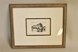 Framed and Matted Engraving depicting the Chateau de Chenonceaux signed L. Robin (1877-1839)