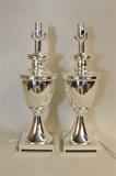 Pair of Polished Metal Lamps