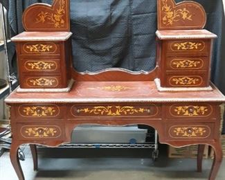Antique writing desk with intricate inlay